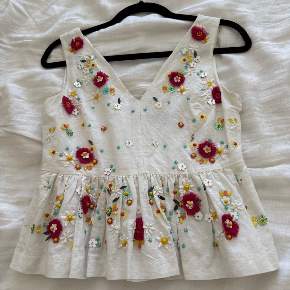 J. Crew Floral Embroidered Sleeveless Top